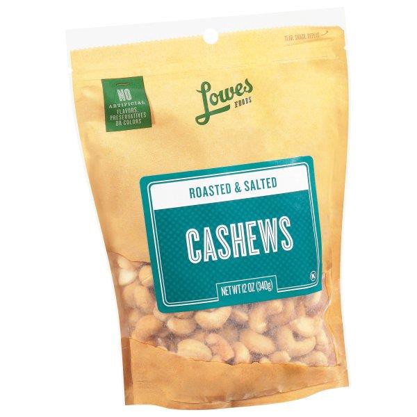 slide 1 of 1, Lowes Foods Roasted & Salted Cashews - 12 oz, 12 oz