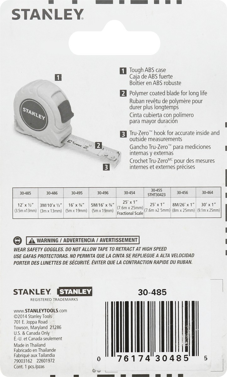slide 2 of 8, STANLEYy Tape Rule 12ft, 1 ct
