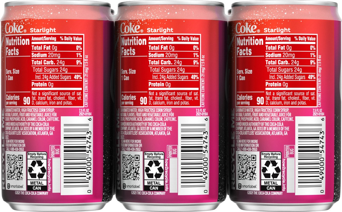 slide 4 of 14, Coca-Cola Starlight Can, 7.5 fl oz, 6 ct