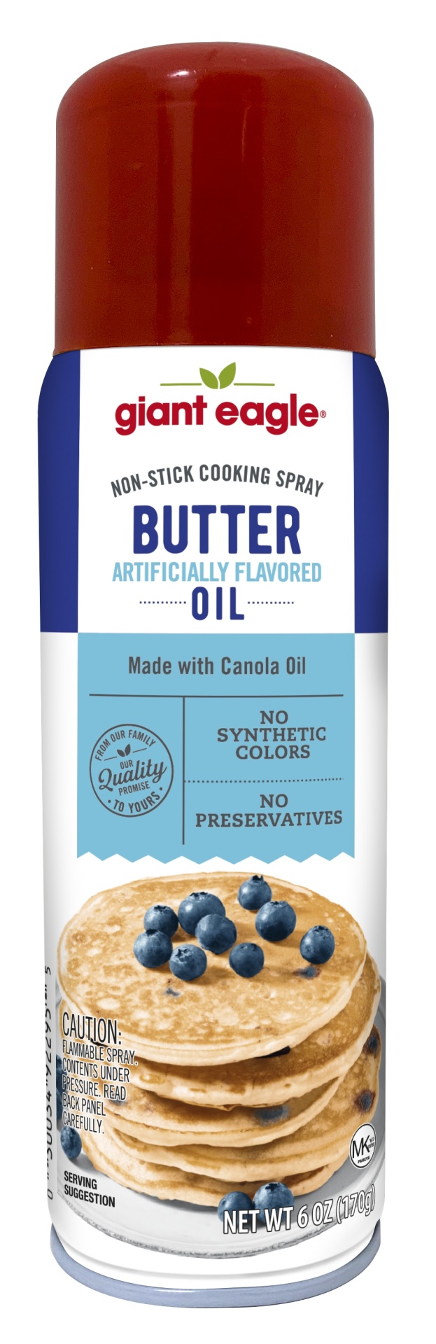 slide 1 of 1, Giant Eagle Non-Stick Cooking Spray, Butter Artificially Flavored Oil, 6 oz