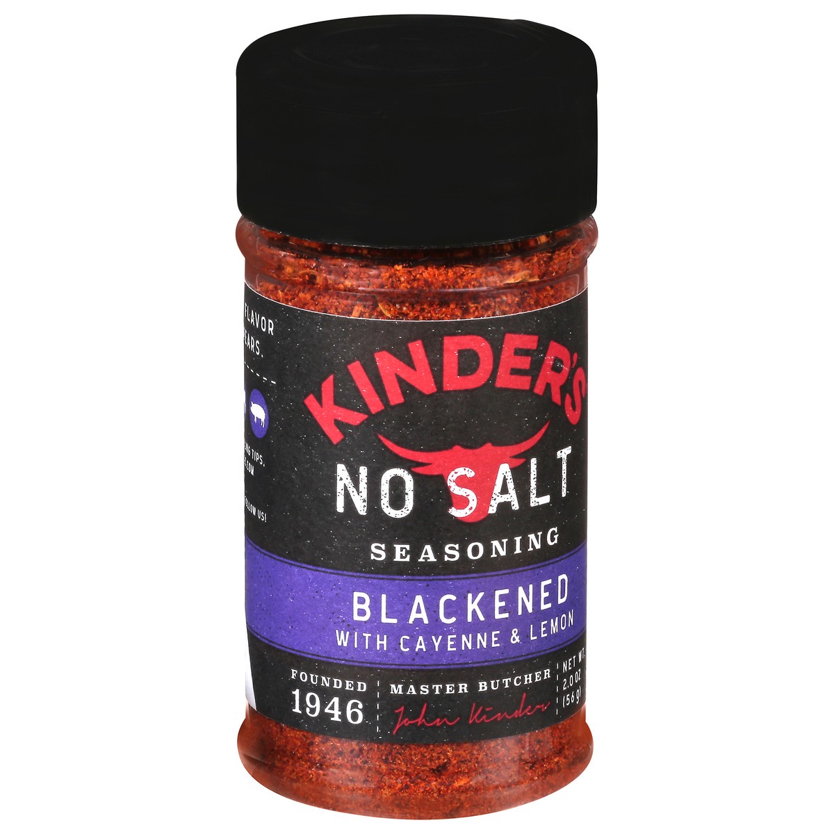 slide 2 of 11, Kinder's No Salt Blackened with Cayenne & Lemon Seasoning 2.0 oz, 2 oz