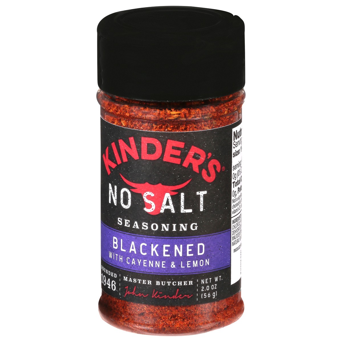 slide 3 of 11, Kinder's No Salt Blackened with Cayenne & Lemon Seasoning 2.0 oz, 2 oz