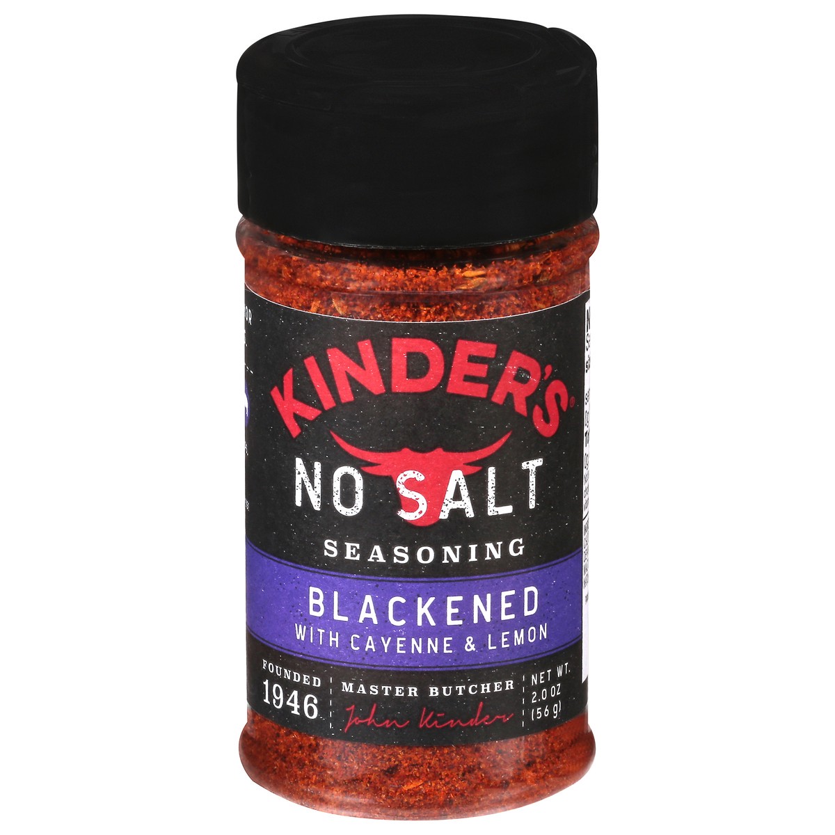 slide 1 of 11, Kinder's No Salt Blackened with Cayenne & Lemon Seasoning 2.0 oz, 2 oz