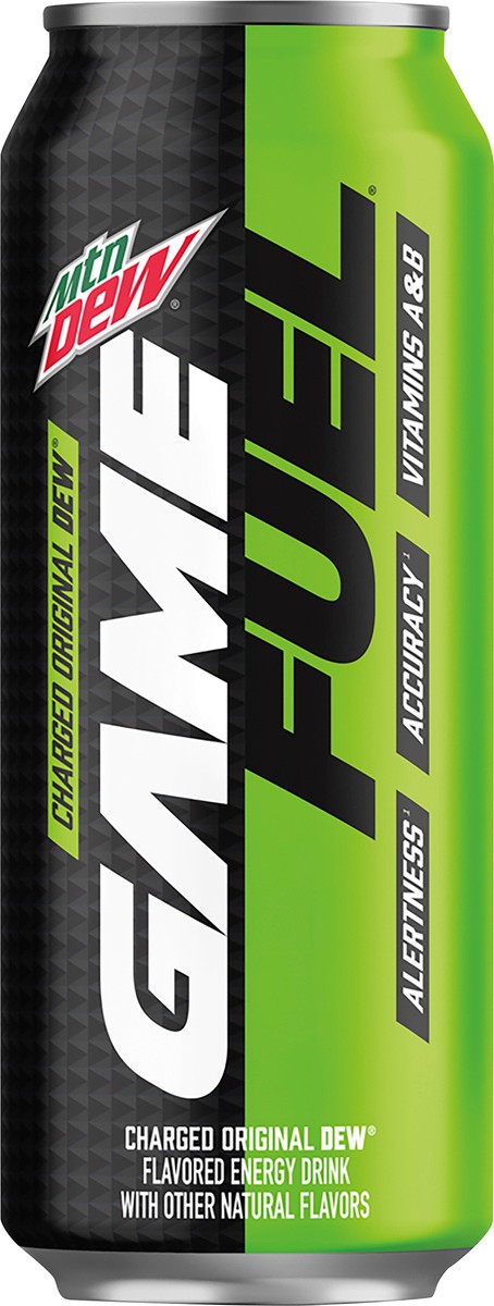 slide 1 of 6, Mountain Dew Game Fuel Energy Drink Charged Original Dew Flavored 16 Fl Oz, 16 oz