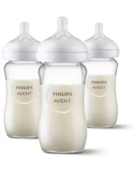 Philips Avent Glass Natural Baby Bottle With Natural Response Nipple, 8oz, 3pk, SCY913/03