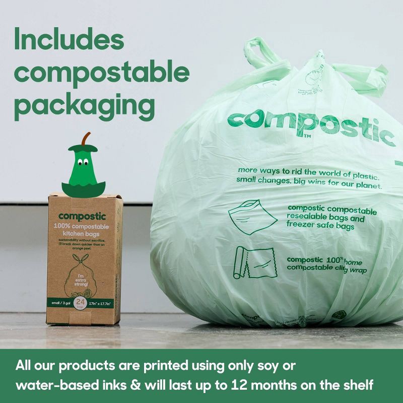 slide 4 of 6, Compostic Trash Bags, 24 ct