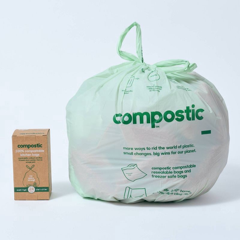 slide 5 of 6, Compostic Trash Bags, 24 ct