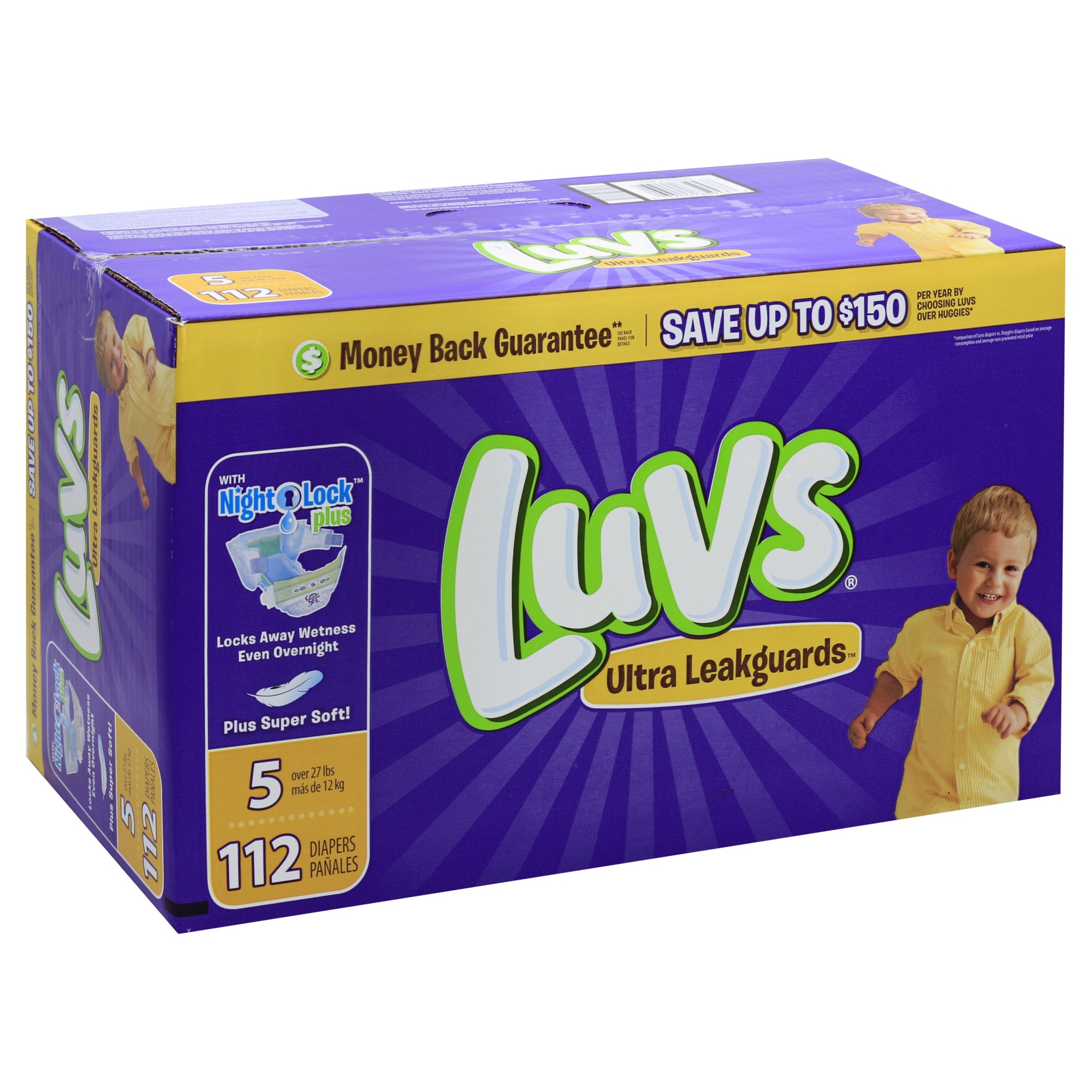 slide 1 of 3, Luvs Value Pack Diapers Size 5, 112 ct