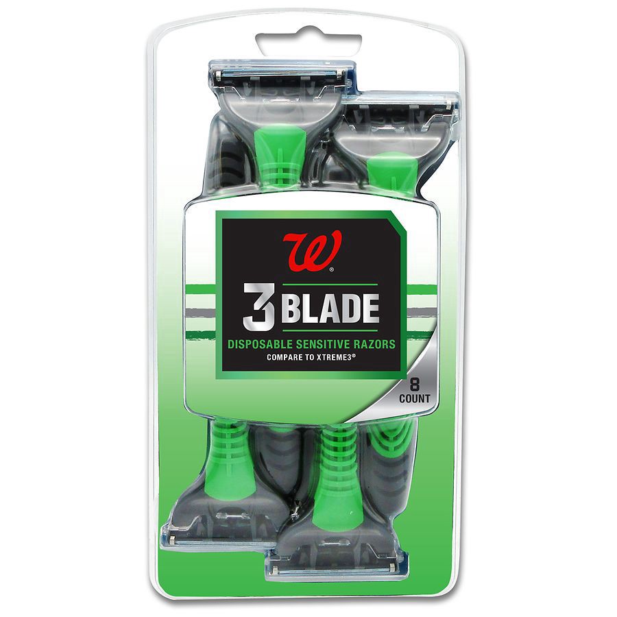 slide 1 of 2, Walgreens 3 Blade Disposable Sensitive Razors, 8 ct