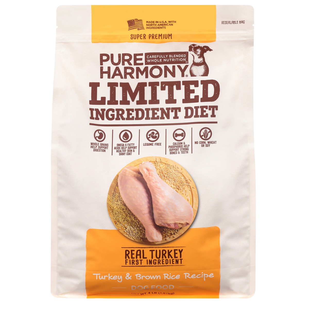 slide 1 of 15, Pure Harmony Limited Ingredient Diet Super Premium Turkey & Brown Rice Recipe Dog Food 4 lb, 4 lb