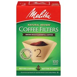 Melitta Natural Brown No. 2 Coffee Filters 100 Each