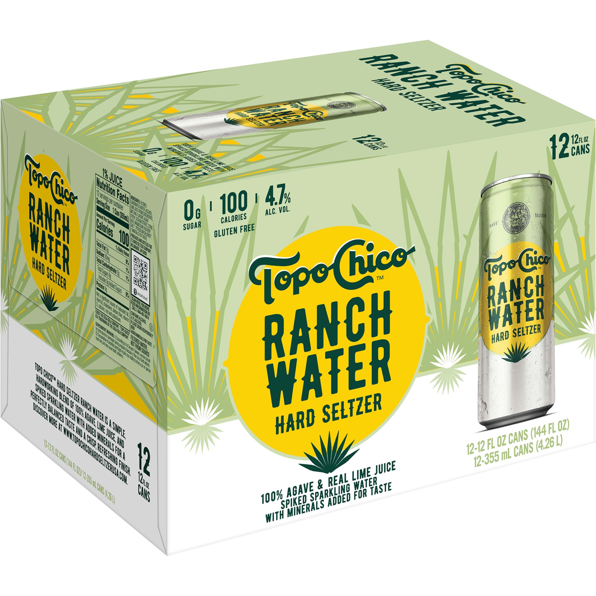 slide 2 of 5, Topo Chico Ranch Water Hard Seltzer, Gluten Free, 4.7% ABV, 12-pack, 12-oz cans, 12 ct; 12 oz