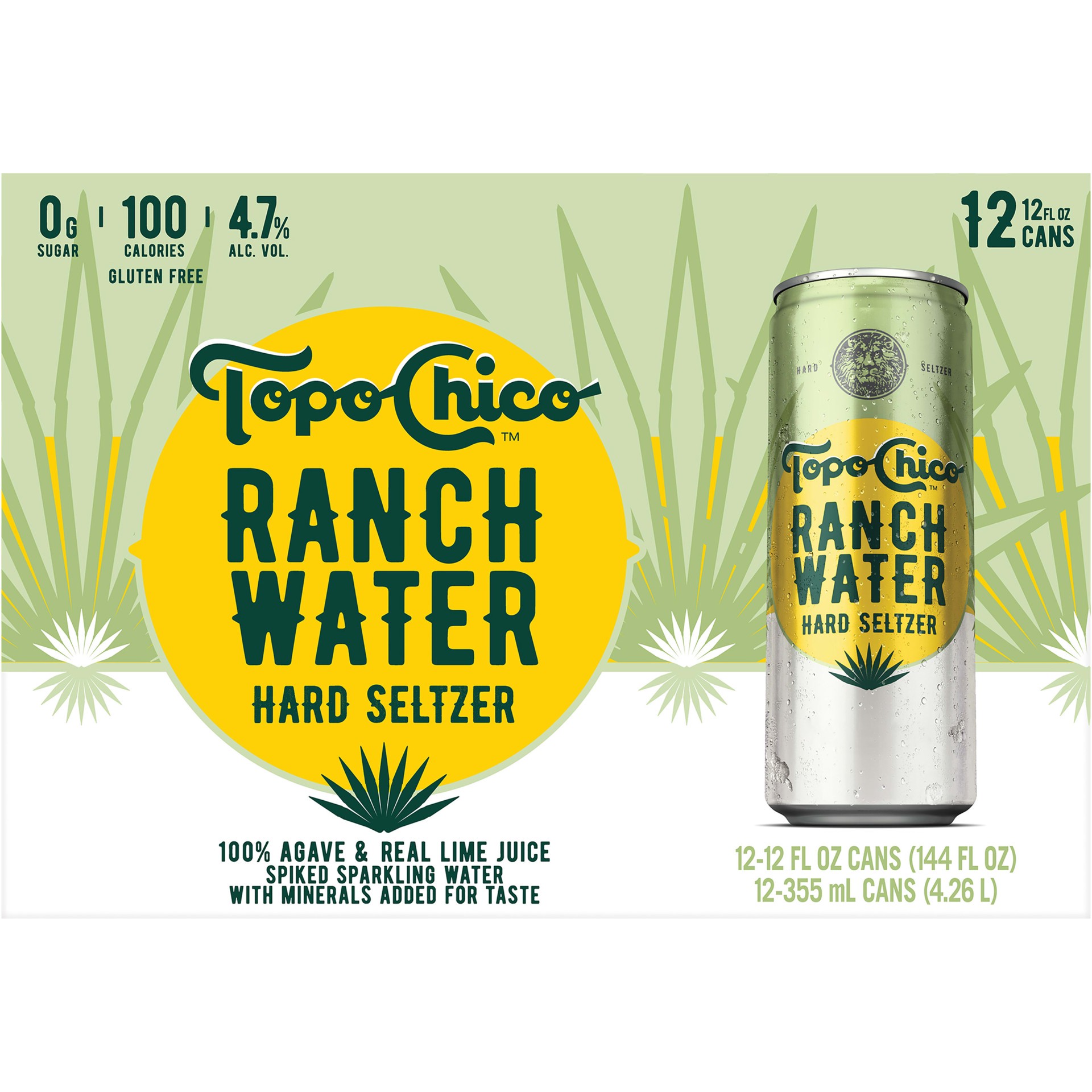 slide 5 of 5, Topo Chico Ranch Water Hard Seltzer, Gluten Free, 4.7% ABV, 12-pack, 12-oz cans, 12 ct; 12 oz