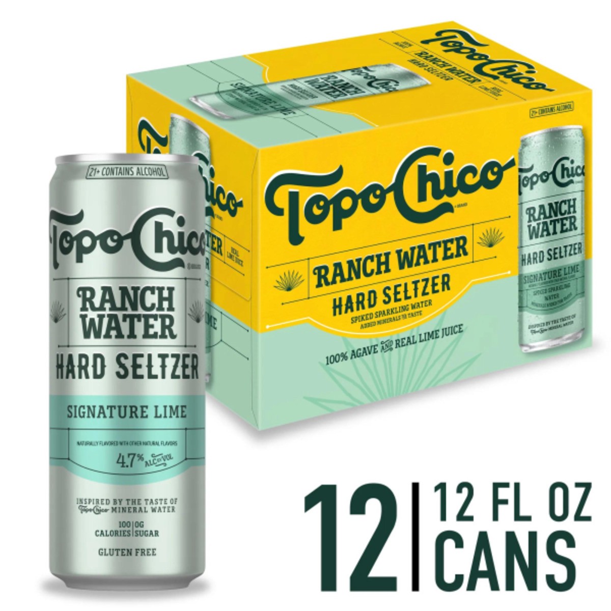 slide 1 of 5, Topo Chico Hard Seltzer Ranch Water Original Topo Chico Ranch Water Gluten Free Hard Seltzer, 12 oz
