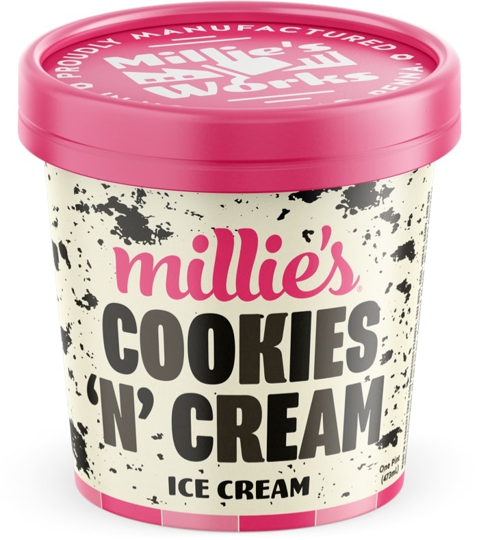 slide 1 of 1, Millie's Ice Cream Cookies & Cream, 6 pint