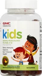 GNC Milestones Kids Gummies Natural Assorted Fruit Flavors Multivitamin 120 ea