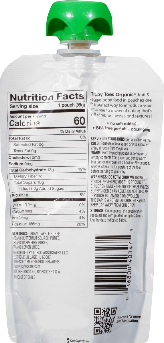 slide 4 of 13, Tippy Toes By Top Care Organic Squash Pouch, 3.5 oz