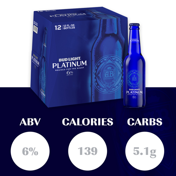 slide 5 of 22, Bud Light Platinum Beer, 12 Pack Beer, 12 FL OZ Bottles, 6% ABV, 12 ct