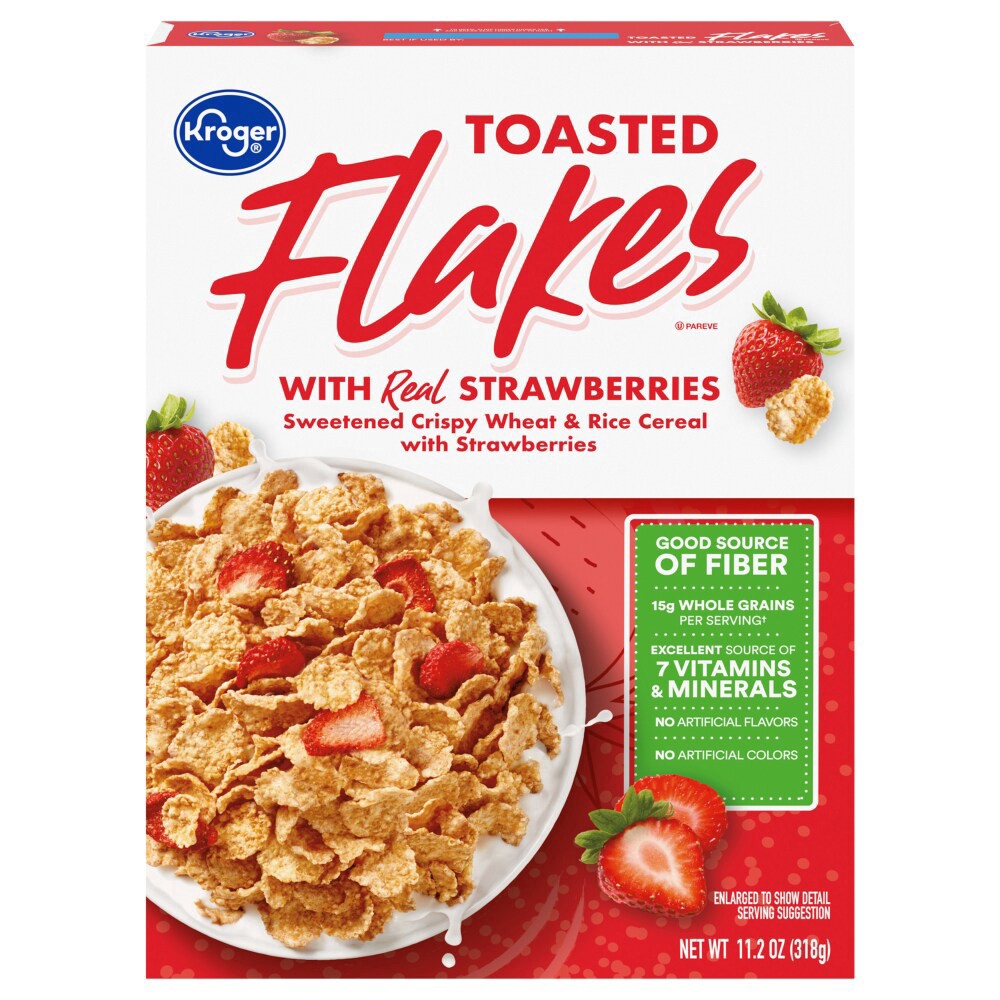 slide 1 of 1, Kroger® Toasted Flakes with Real Strawberries, 11.2 oz
