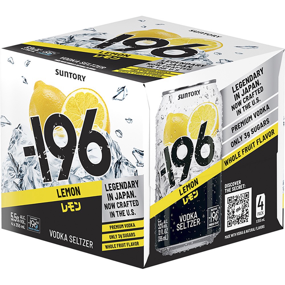 slide 1 of 1, -196 Lemon Vodka Seltzer 4x355 ml, 4 pc