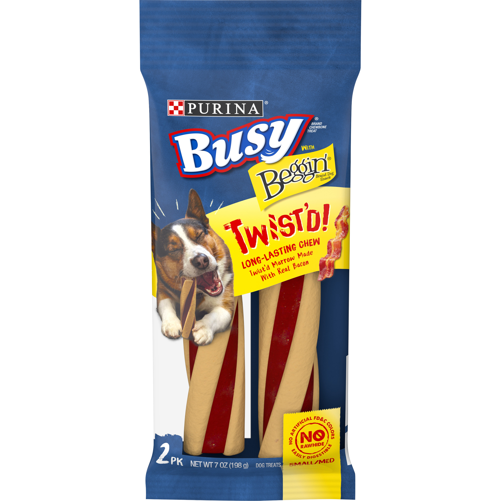 slide 1 of 9, Busy with Beggin' Small/Medium Breed Chewy Bacon Flavor Dog Treats Twist'd - 2ct Pouch, 