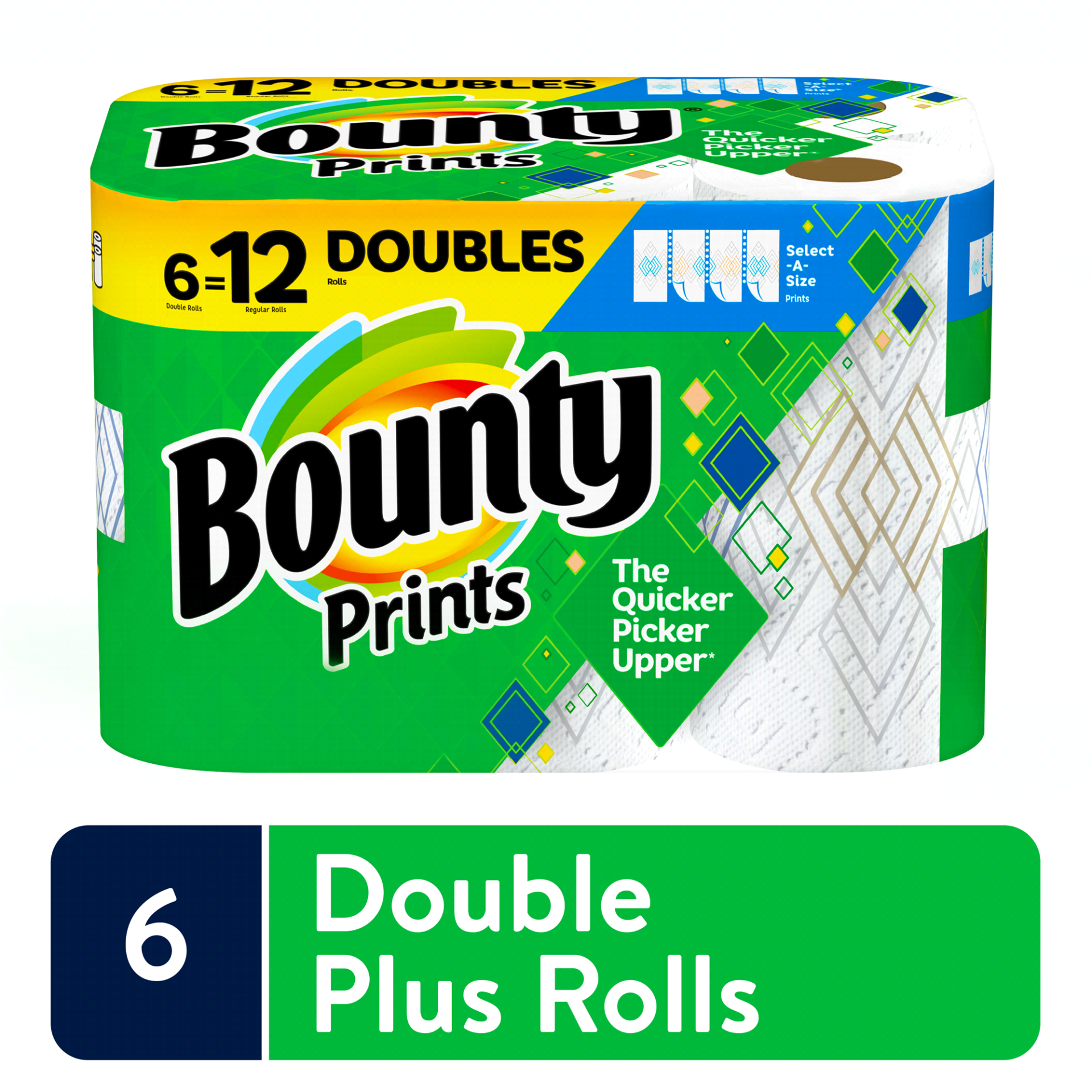 slide 1 of 1, Bounty Select-A-Size Double Rolls Printed Paper Towels, 6 ct