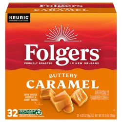 Folgers Buttery Caramel Artificially Flavored Coffee, Keurig K-Cup Pods, 32 Count Box