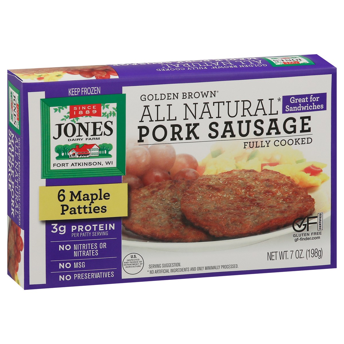 slide 2 of 9, Jones Dairy Farm Golden Brown Maple Pork Sausage Patties 6 ea, 6 ct