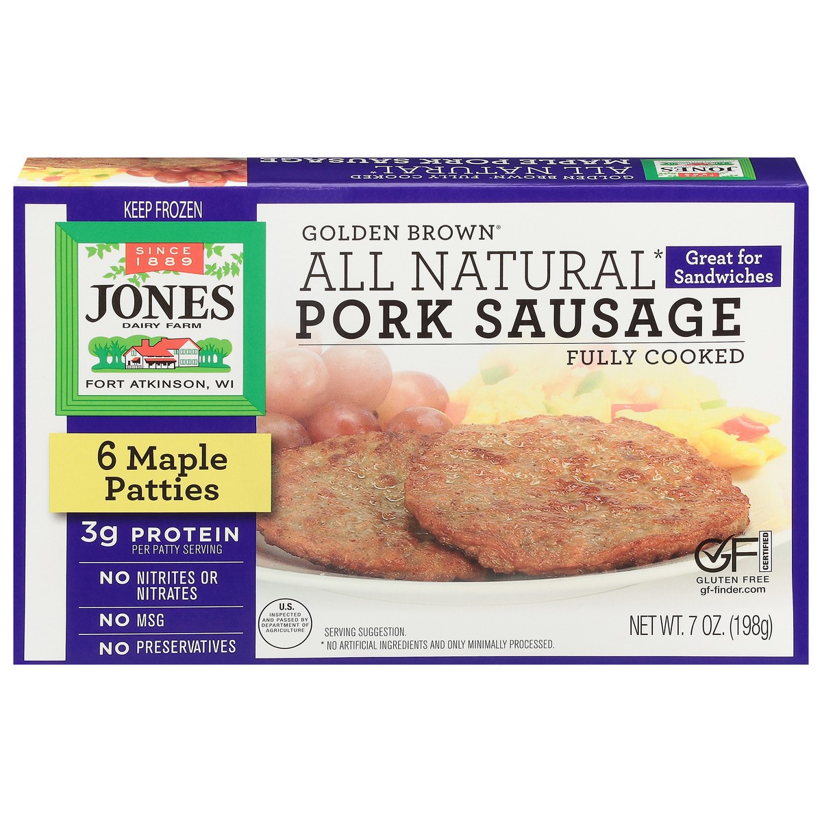 slide 1 of 9, Jones Dairy Farm Golden Brown Maple Pork Sausage Patties 6 ea, 6 ct