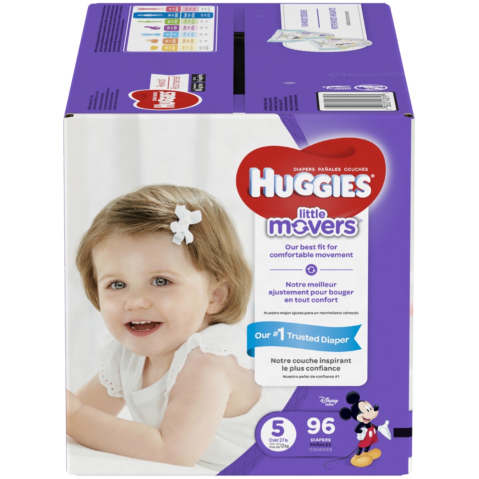 slide 1 of 1, Huggies Little Movers Diapers Size 5, 96 ct