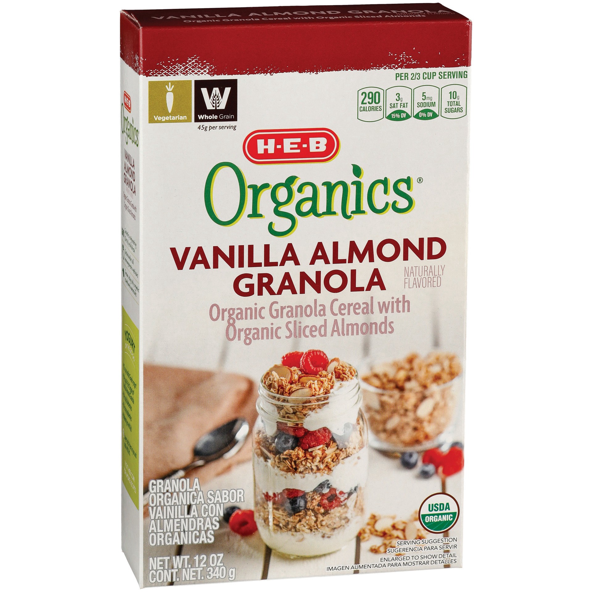 slide 1 of 1, H-E-B Organics Vanilla Almond Granola, 12 oz