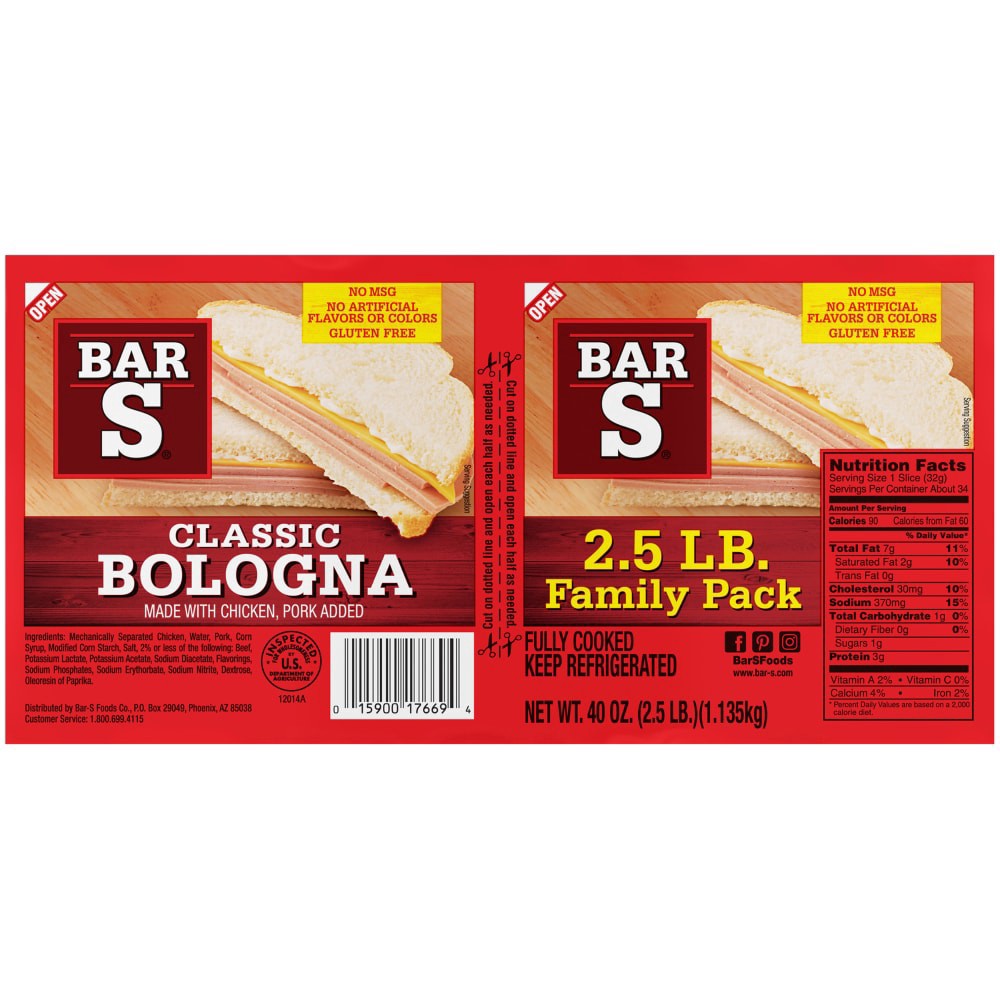 slide 2 of 2, Bar-S Bar S Bologna Twin Pack, 2.5 lb