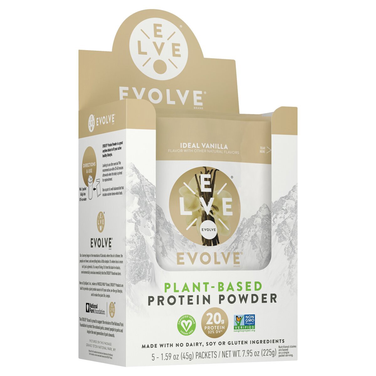 slide 2 of 4, Evolve Plant-Based Protein Powder, Ideal Vanilla, 5 ct; 1.59 oz