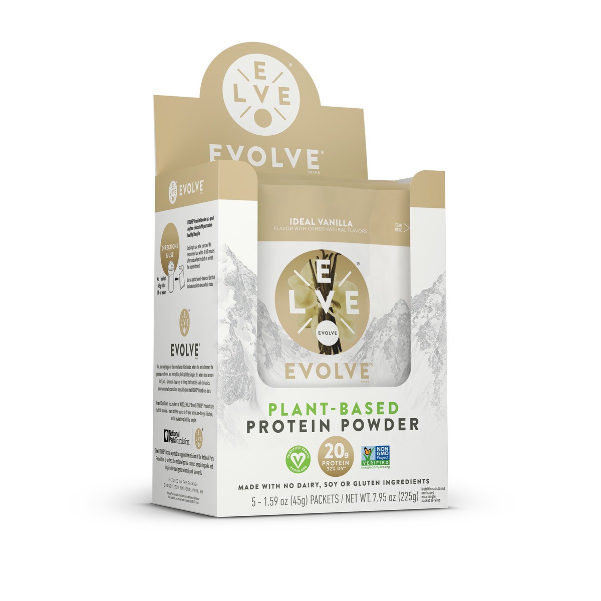 slide 3 of 4, Evolve Plant-Based Protein Powder, Ideal Vanilla, 5 ct; 1.59 oz