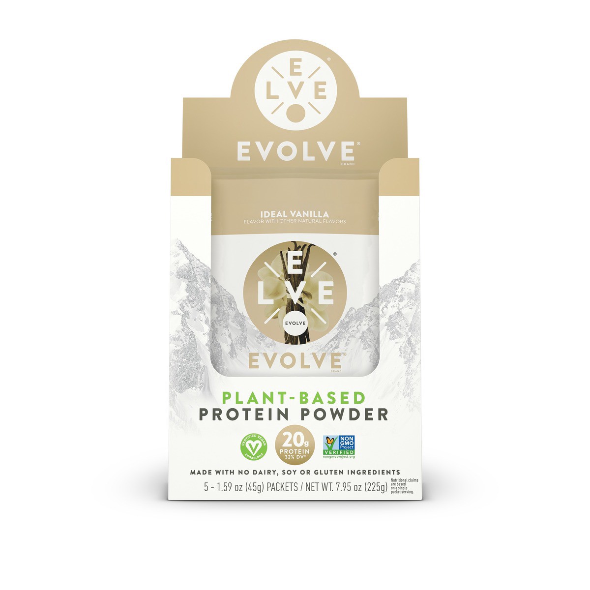 slide 1 of 4, Evolve Plant-Based Protein Powder, Ideal Vanilla, 5 ct; 1.59 oz