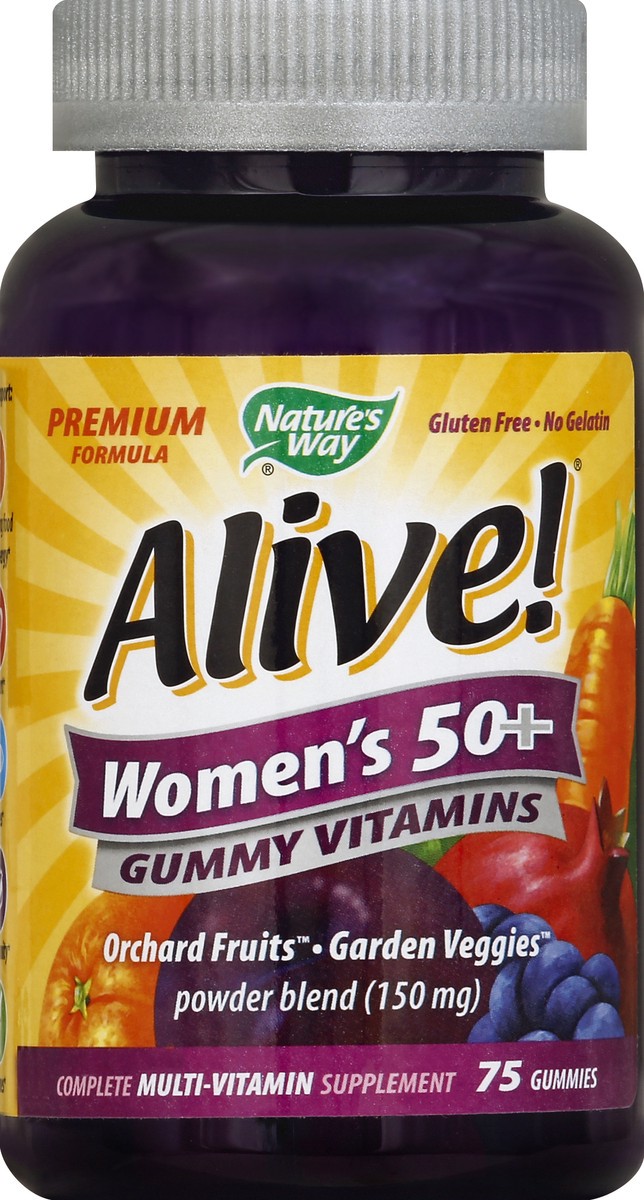 slide 2 of 2, Nature's Way Alive! Women's 50+ Premium Cherry & Grape Flavored Multivitamin 75 Gummies, 75 ct