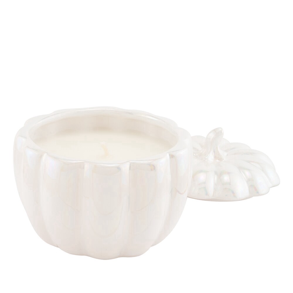 slide 2 of 2, Northern Lights Iridescent Ceramic Pumpkin Candle - White, 12 oz