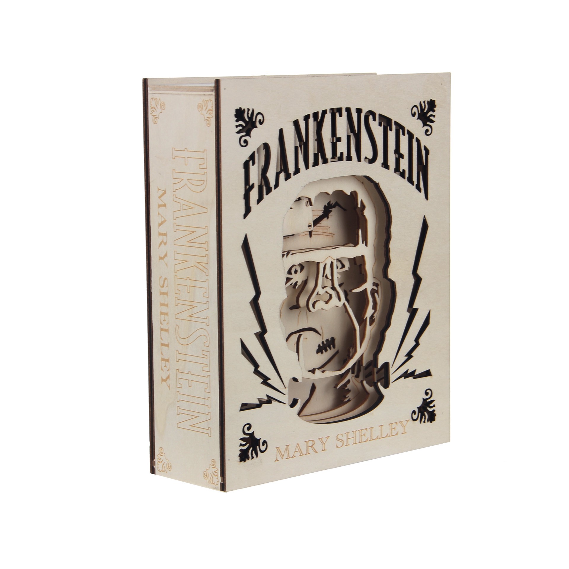 slide 3 of 4, 8.5" Frankenstein Book Diy Led Plywood Decor By Make Market, 8.5 in