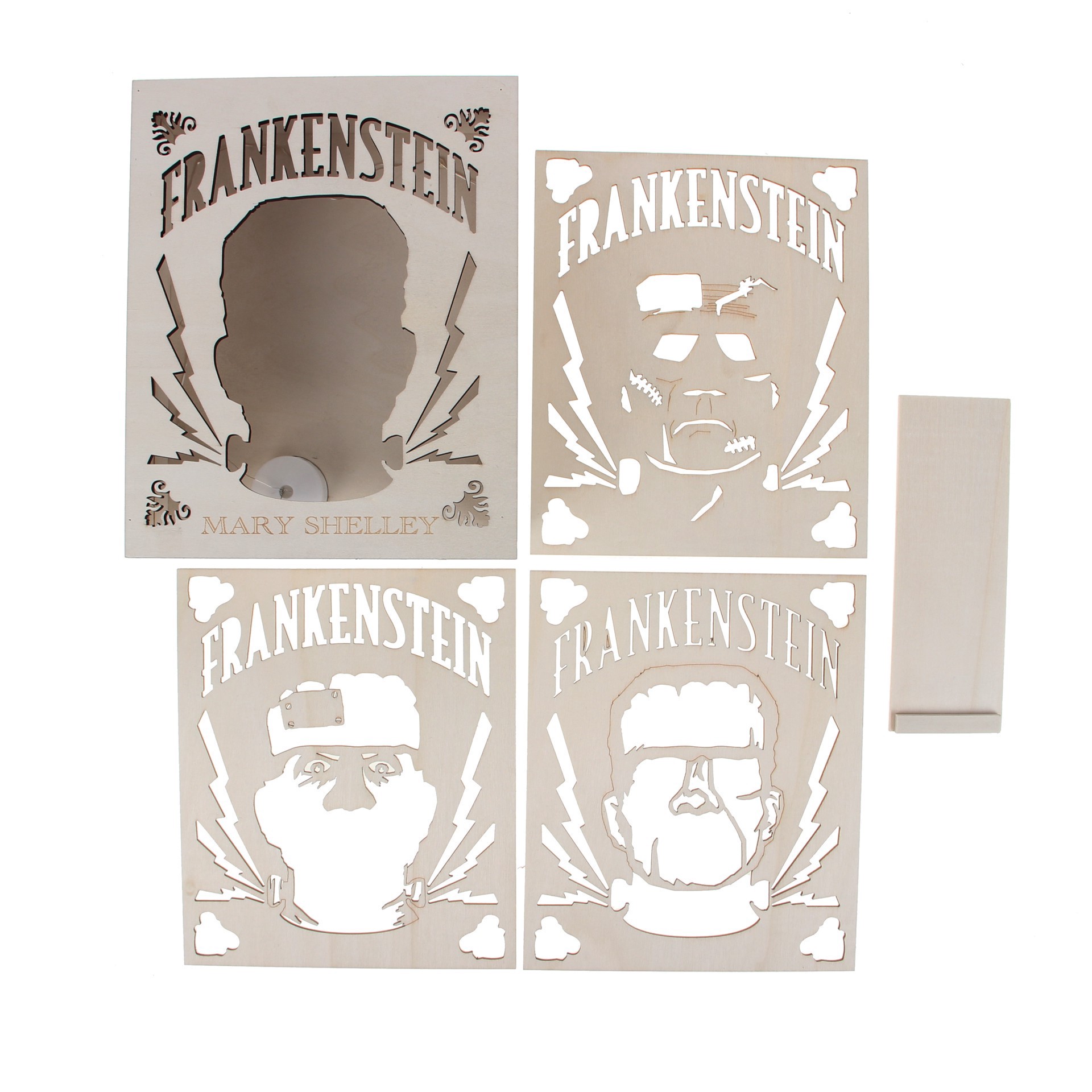 slide 4 of 4, 8.5" Frankenstein Book Diy Led Plywood Decor By Make Market, 8.5 in