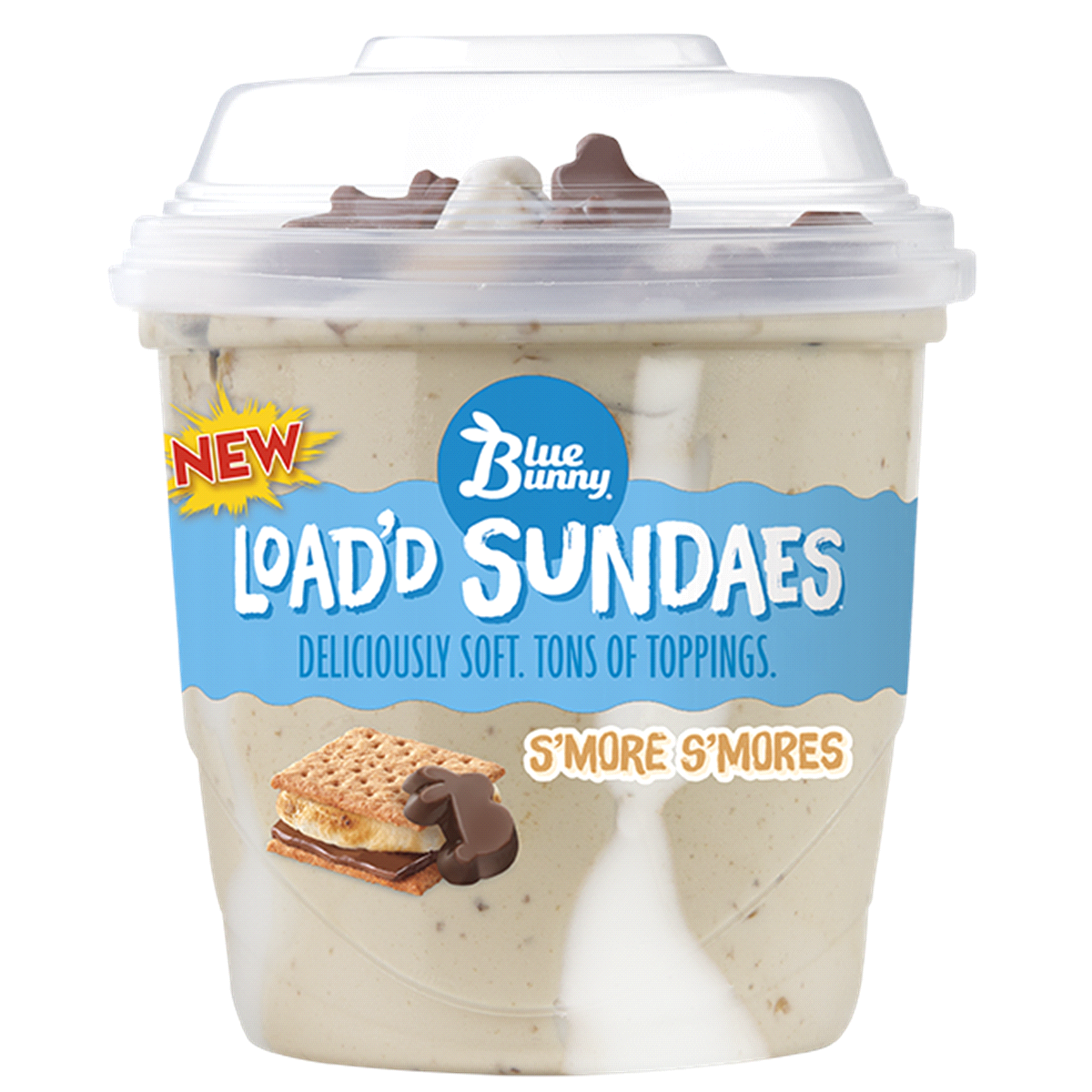 slide 1 of 1, Blue Bunny Load'D Sundaes S'More S'Mores Ice Cream, 8.5 fl oz