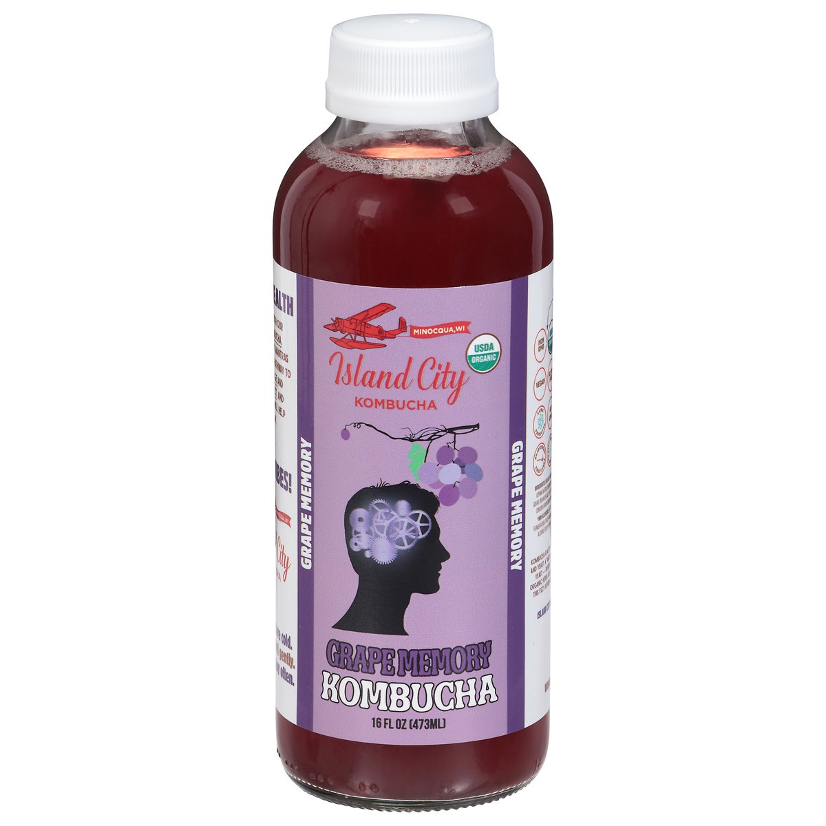 slide 1 of 9, Island City Kombucha Grape Memory Kombucha 16 fl oz, 16 fl oz