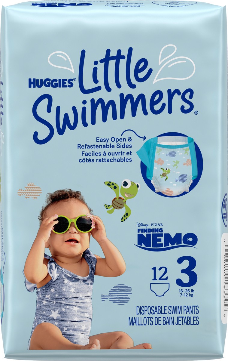 slide 11 of 11, Little Swimmers Disposable Swim Diapers, Size 3 (16-26 lbs), 12 Ct, 12 ct