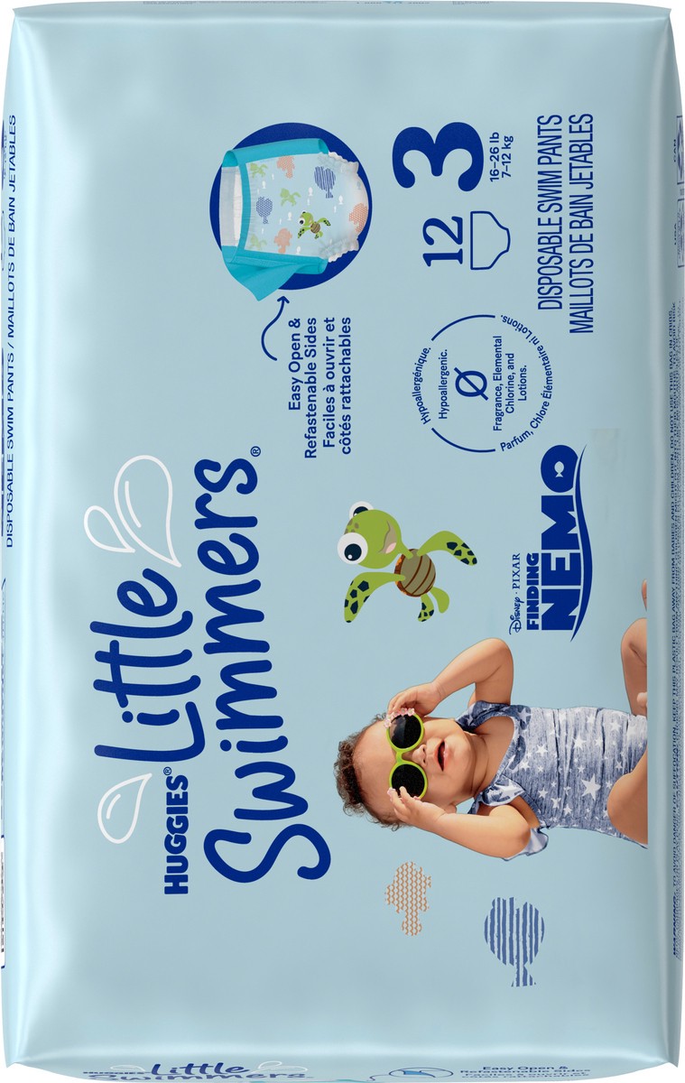 slide 3 of 11, Little Swimmers Disposable Swim Diapers, Size 3 (16-26 lbs), 12 Ct, 12 ct