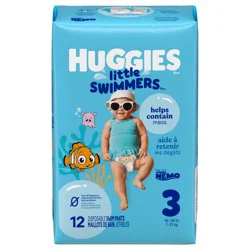 Little Swimmers Disposable Swim Diapers, Size 3 (16-26 lbs), 12 Ct