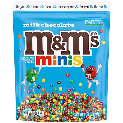 slide 1 of 1, M&ms Minis Milk Chocolate Stand Up Pouch 31.5 Ounces Per Bag - 31.5 OZ, 31.5 oz