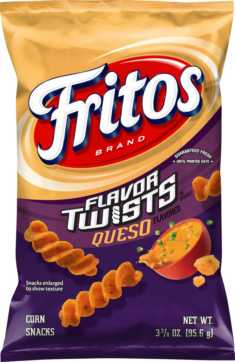 slide 8 of 8, Fritos Flavor Twists Corn Chips Queso Flavored 3 3/8 Oz, 3.375 oz
