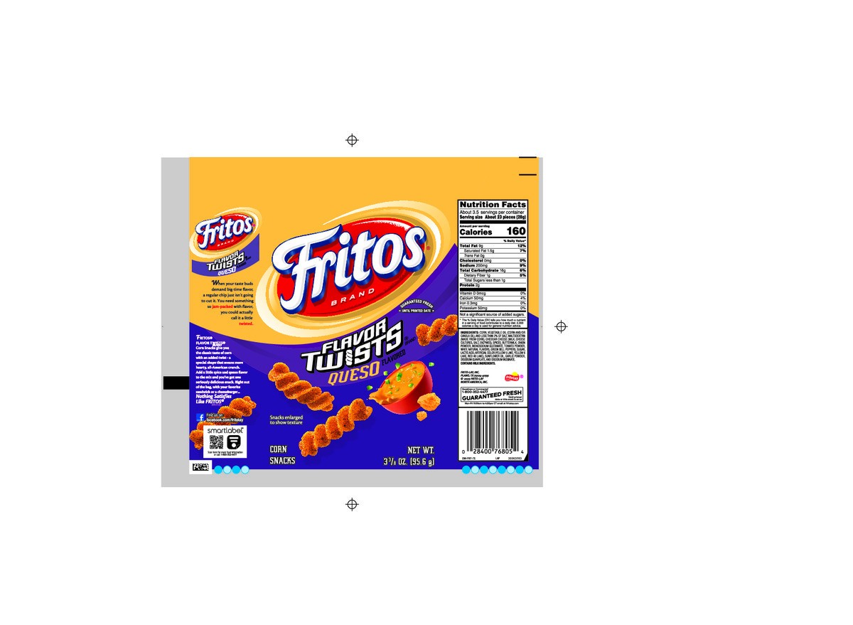 slide 2 of 8, Fritos Flavor Twists Corn Chips Queso Flavored 3 3/8 Oz, 3.375 oz