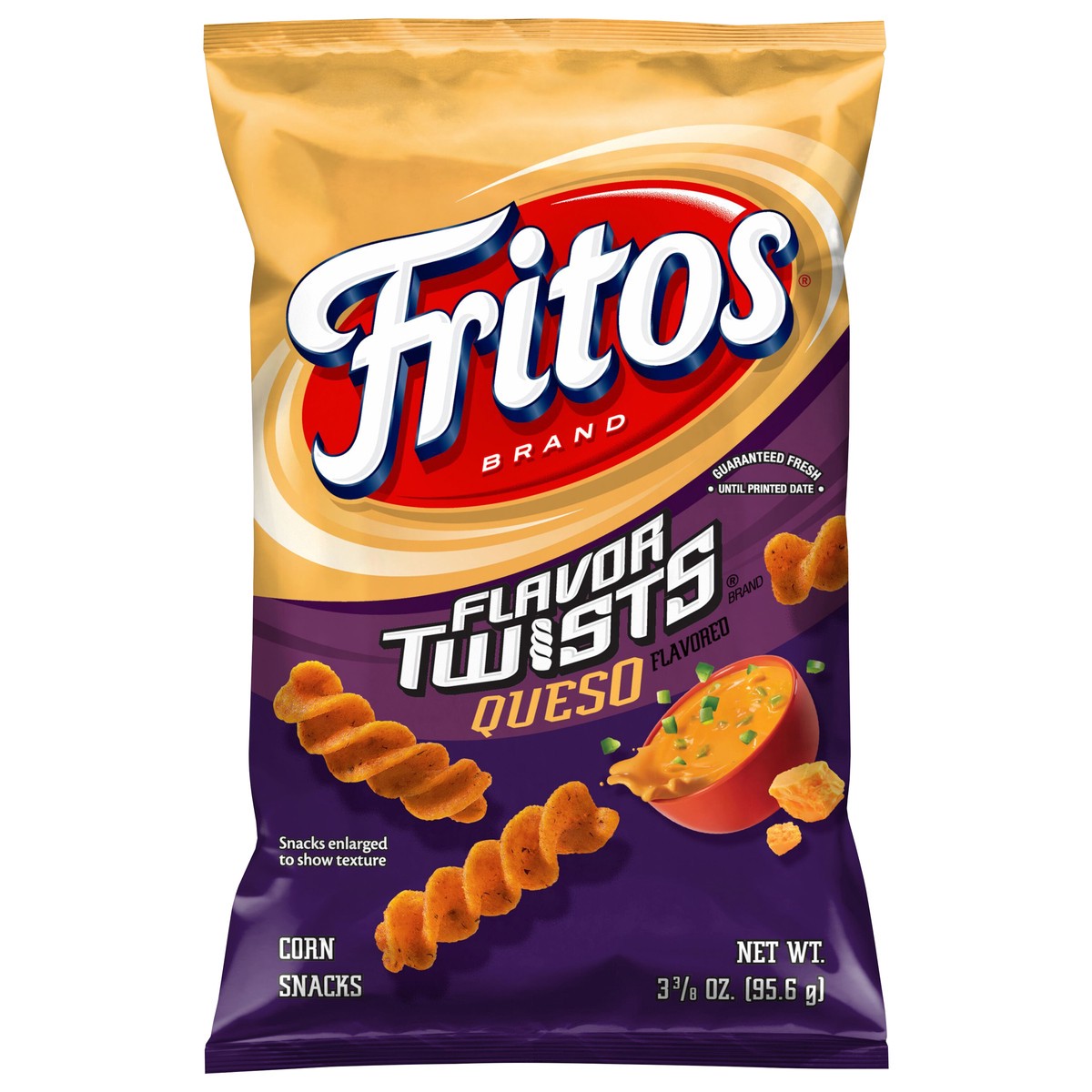 slide 1 of 8, Fritos Flavor Twists Corn Chips Queso Flavored 3 3/8 Oz, 3.375 oz