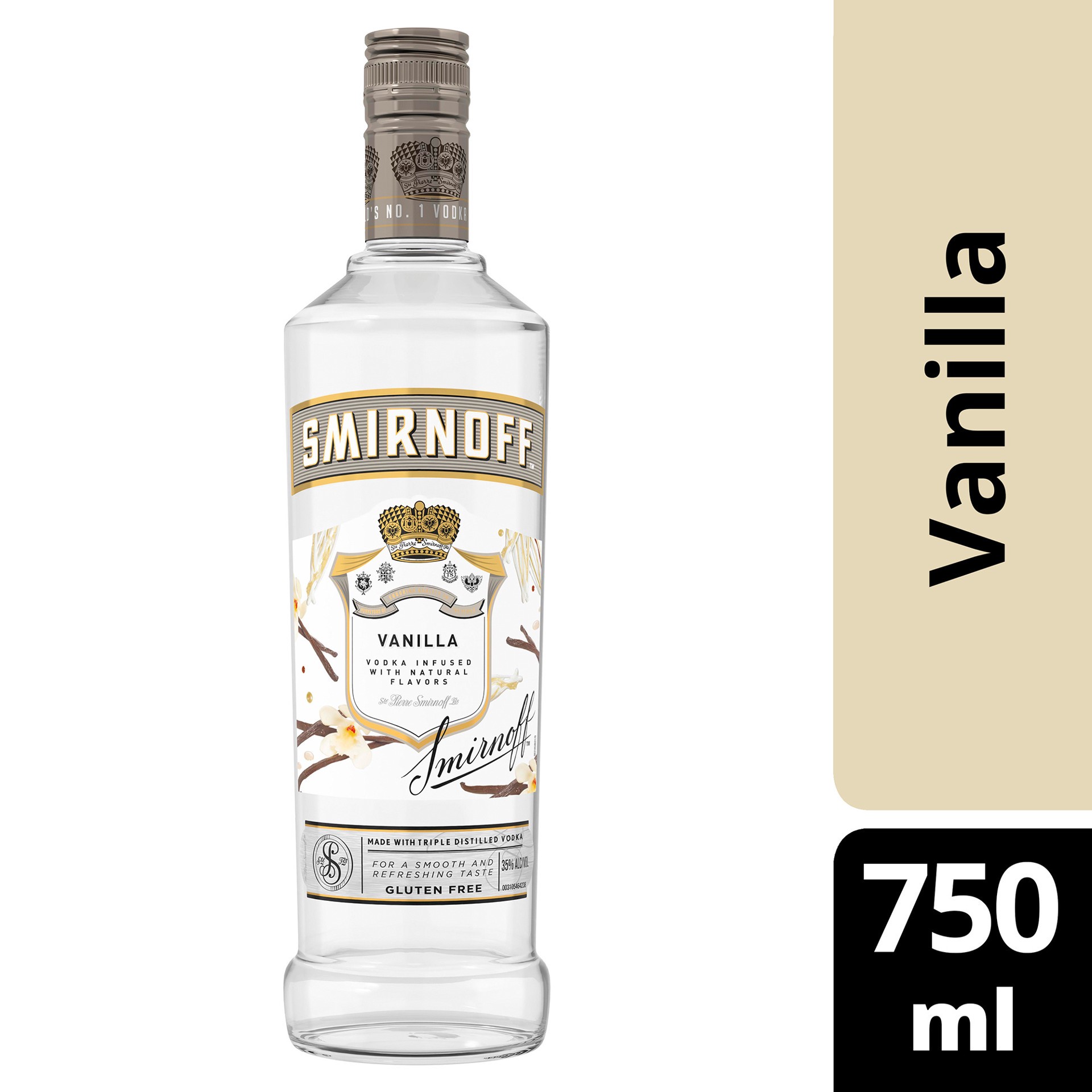 slide 3 of 4, Smirnoff Vanilla (Vodka Infused With Natural Flavors), 750 mL Glass Bottle, 750 ml
