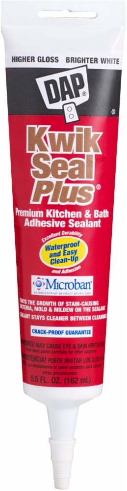 slide 1 of 1, DAP Kwik Seal Plus Premium Kitchen & Bath Adhesive Sealant White, 5.5 oz